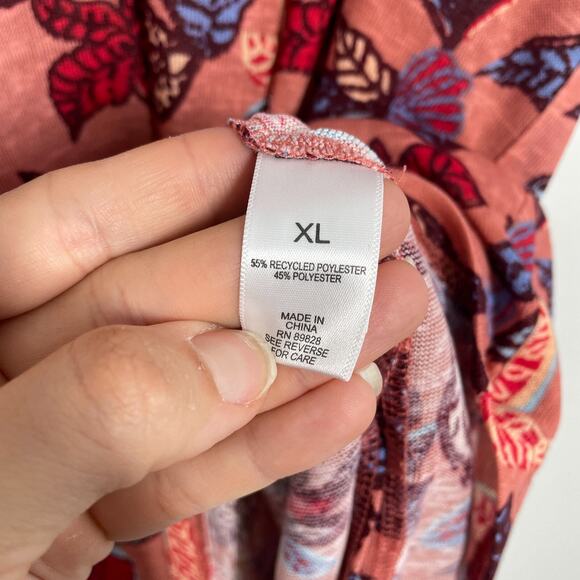 Logo Lori Goldstein Dress Women XL Pink Floral Beach To Street Kaftan Pockets - Picture 4 of 8